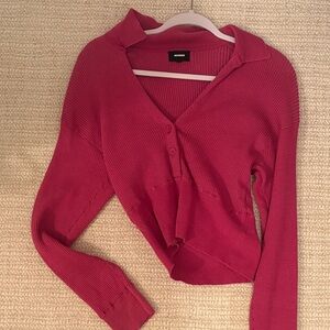 Monrow Deep Red V-Neck Sweater